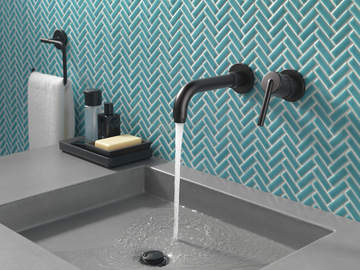 Delta Trinsic® Single Handle Wall Mount Bathroom Faucet Trim Matte Black T3559LF-BLWL