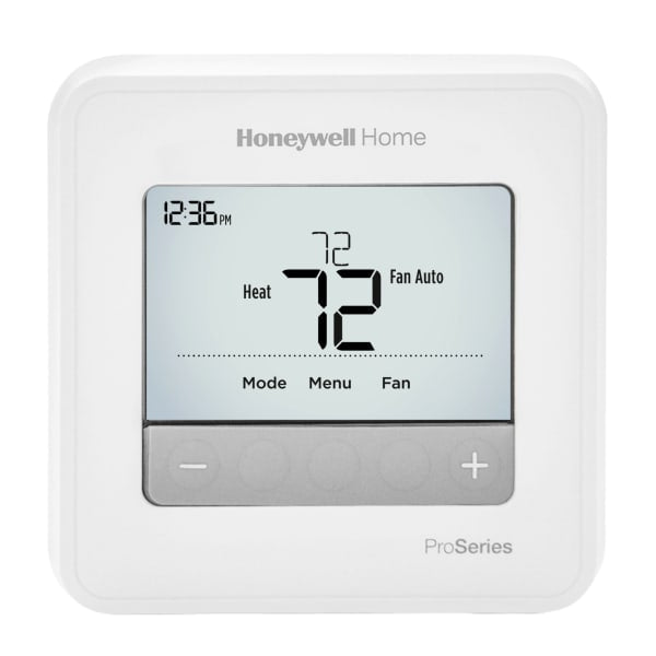 T4 Pro Programmable Thermostat with stages up to 2 Heat/1 Cool Heat Pumps; up to 1 Heat/1 Cool Conventional Systems