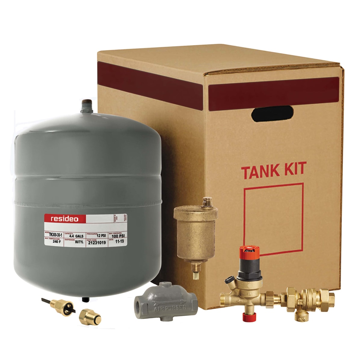Resideo TK300-30A-2FM/U Boiler Trim Kit with TK300-30 Tank, AP401 1-1/4 in Air Purger and FM911 Fill Valve