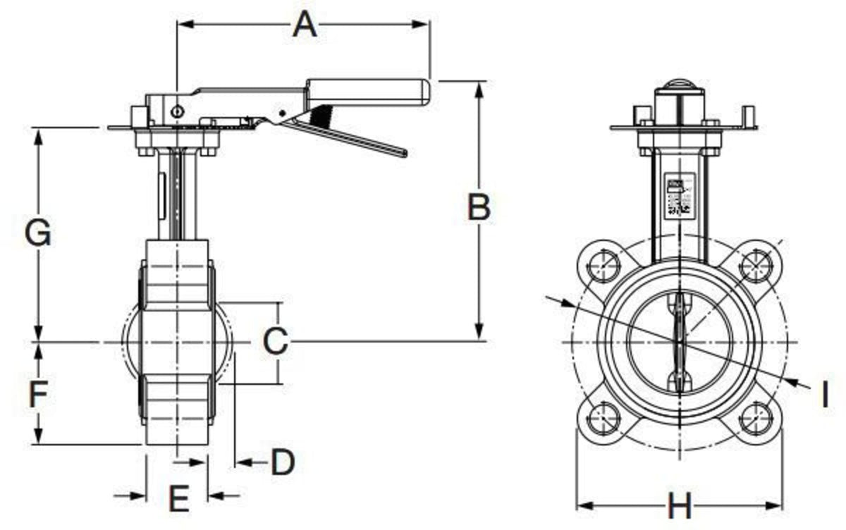Viega 2-1/2" x 2-1/2", Flanged x Flanged, 250 PSI, Ductile Iron Body, EPDM Liner, Lug Style, 4" Bolt Pattern, Butterfly Valve
