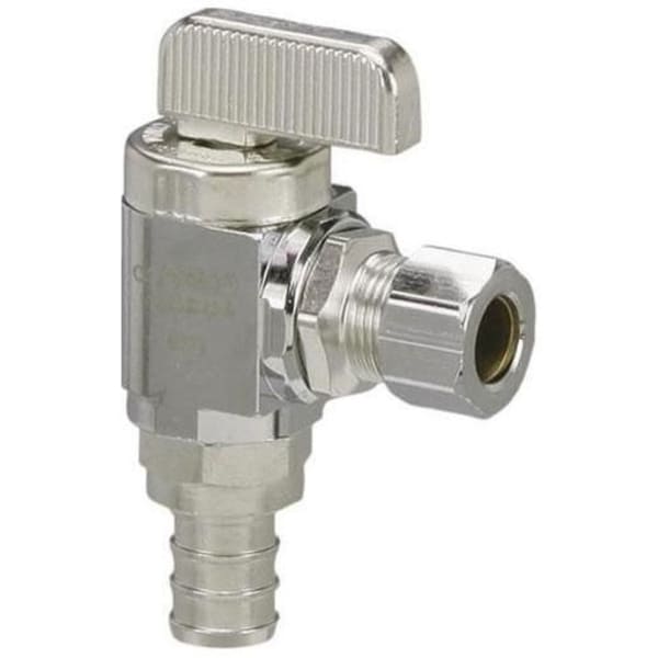 3/8" x 1/4 PEX Angle Stop (Crimp(F1807)) - PureFlow® Crimp (Brass)
