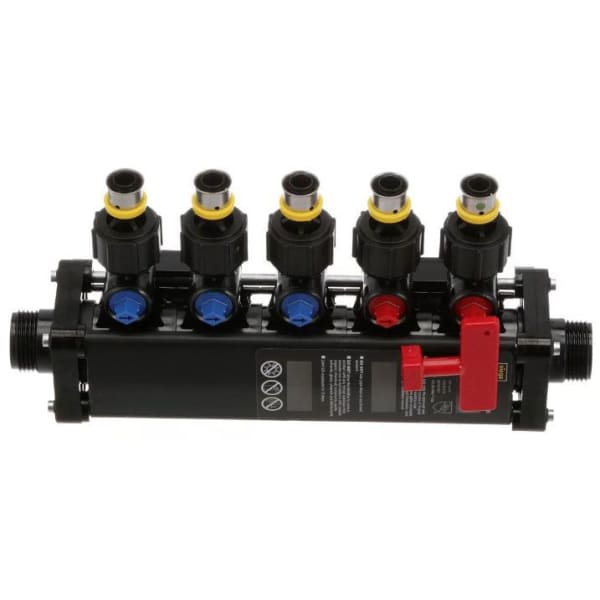 14.91" x 4.75" x 4.37", 1/2" 7-Port, PEX Press x PEX Press, 100 PSI, Lead-Free, Polymer, Zoning Manifold