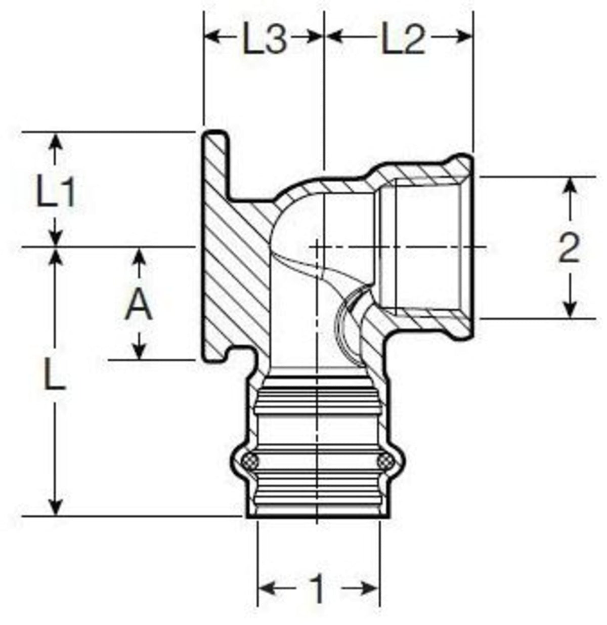 Viega 1/2" x 3/8" - (P-FPT) - 90 Deg Elbow (Drop ear), ProPress®