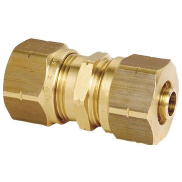 5/16" x 5/16", Compression x Compression, 160 PSI, Brass, Straight, Coupling