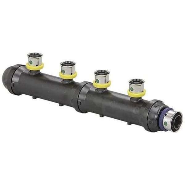 6-Port PEX PureFlow Press Manifold Tee - 3/4" Press Inlet, Closed Outlet - (6) 1/2" Press Ports - Composite