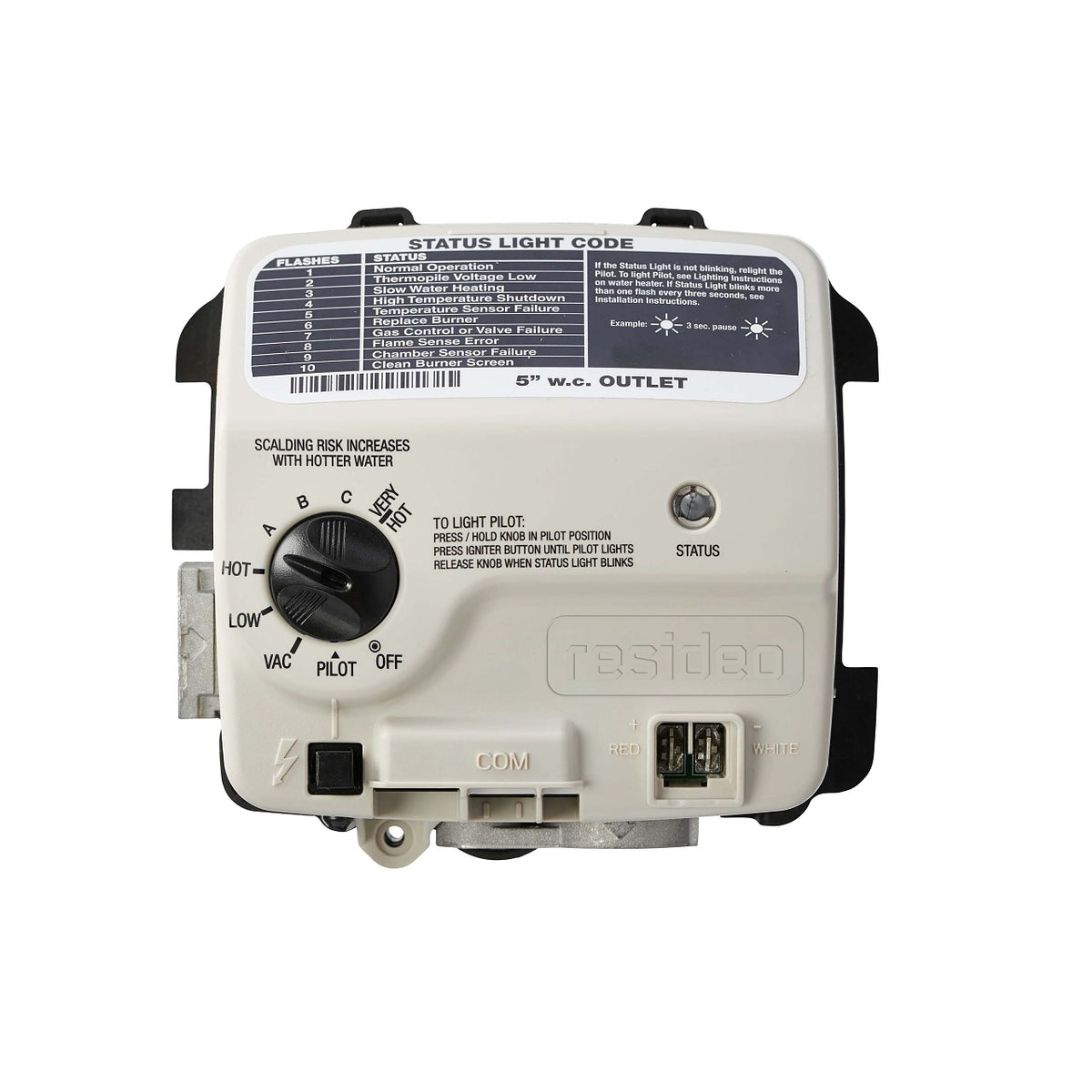 Resideo WT8840B1500/U Water Heater Gas Valve, Standing Pilot with Piezo, Natural Gas, 2 in Spud