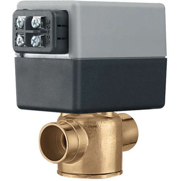 Caleffi Z54 Z-One 2-Way Zone Valve, Normally Closed, Terminal Block with End Switch, 1/2" Sweat, 2.5 Cv, 24V