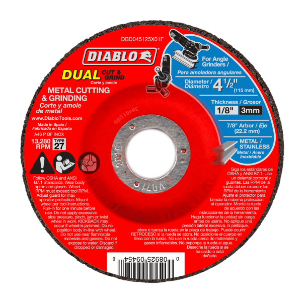 4-1/2" Type 27 Metal Dual Cut and Grind Disc