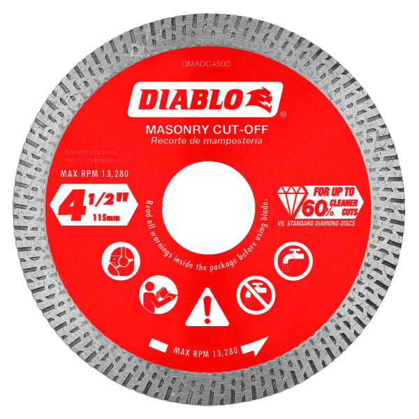 4-1/2" Diamond Continuous Rim Masonry Cut-Off Disc