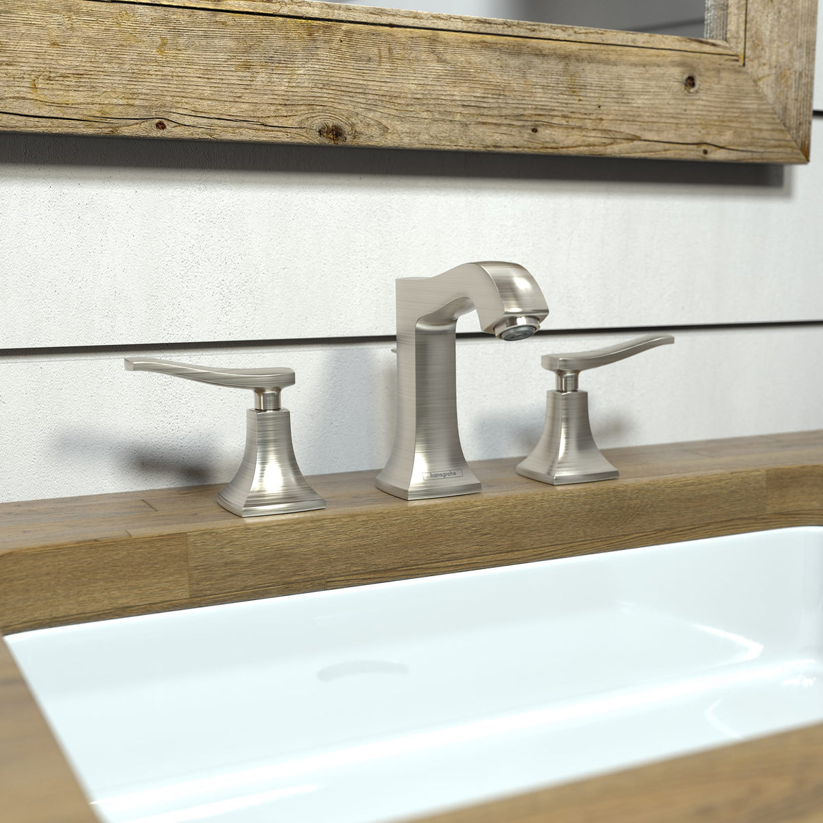 hansgrohe Metris C Widespread Faucet 100 with Pop-Up Drain, 1.2 GPM in Brushed Nickel