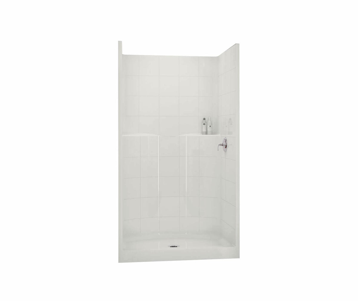 Maax SST42 42 x 34 AcrylX Alcove Center Drain One-Piece Shower in White, No seat