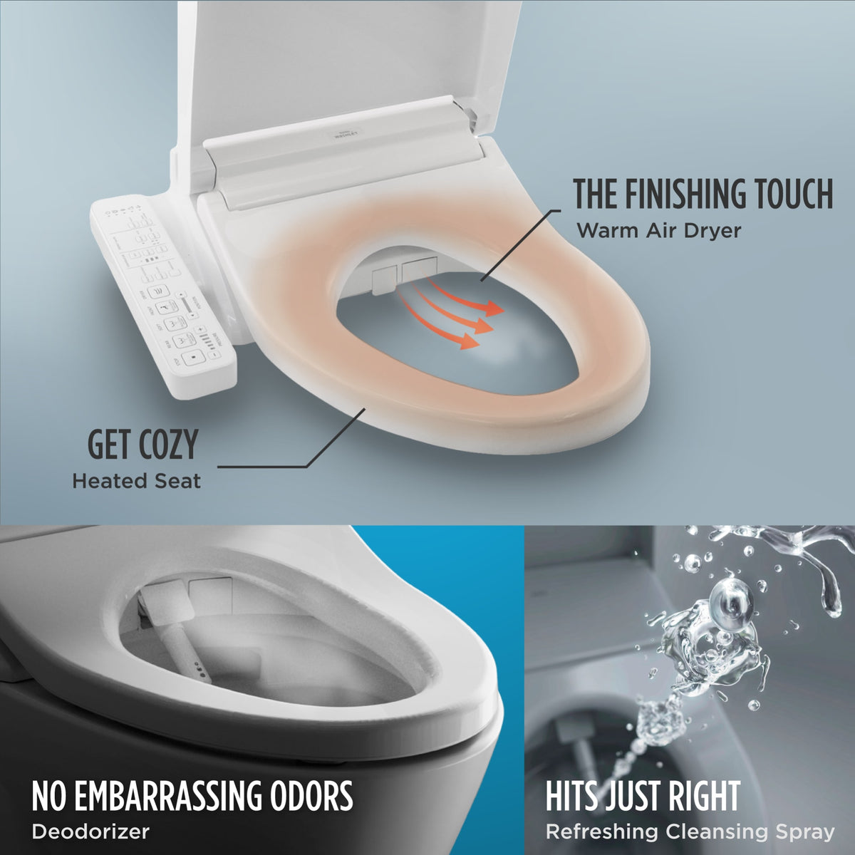 TOTO® C2 WASHLET®+ Ready Electronic Bidet Toilet Seat with PREMIST and EWATER+ Wand Cleaning, Elongated, Cotton White - SW3074T40#01