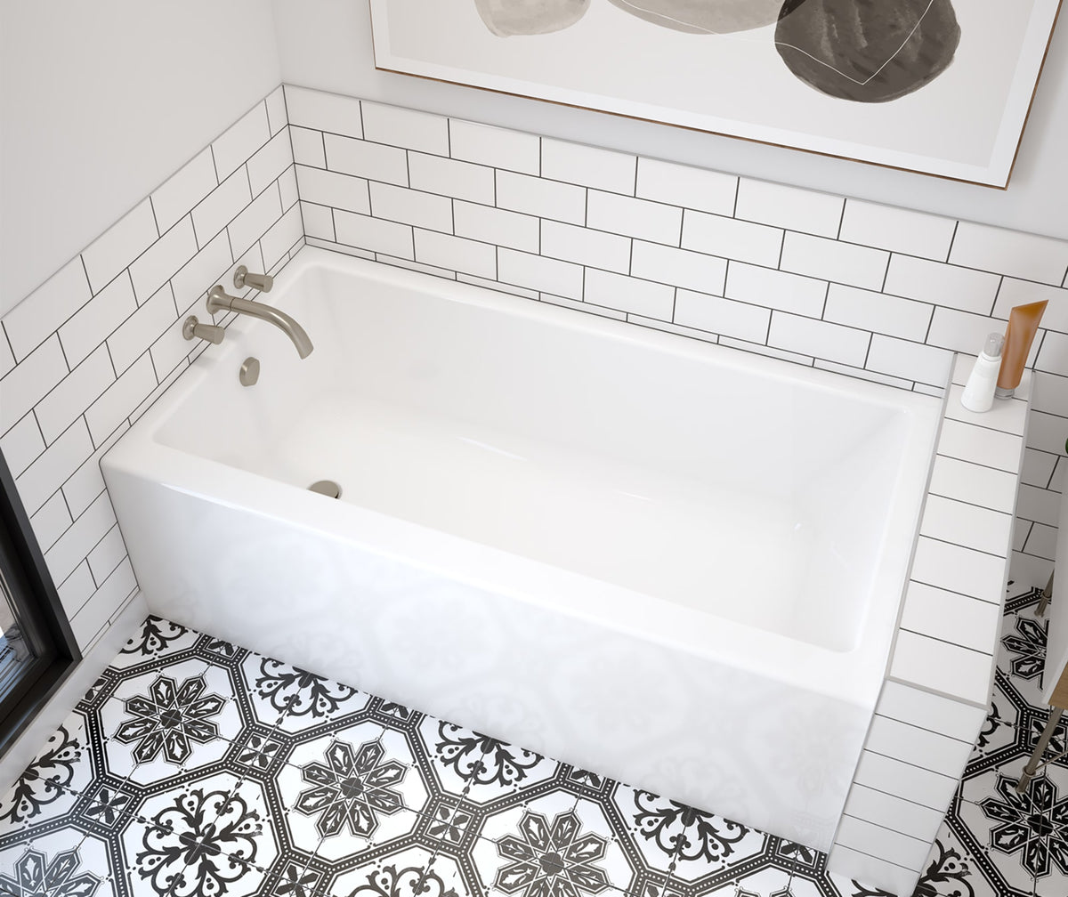Maax Rubix 6030 AFR Acrylic Alcove Left-Hand Drain Bathtub in White