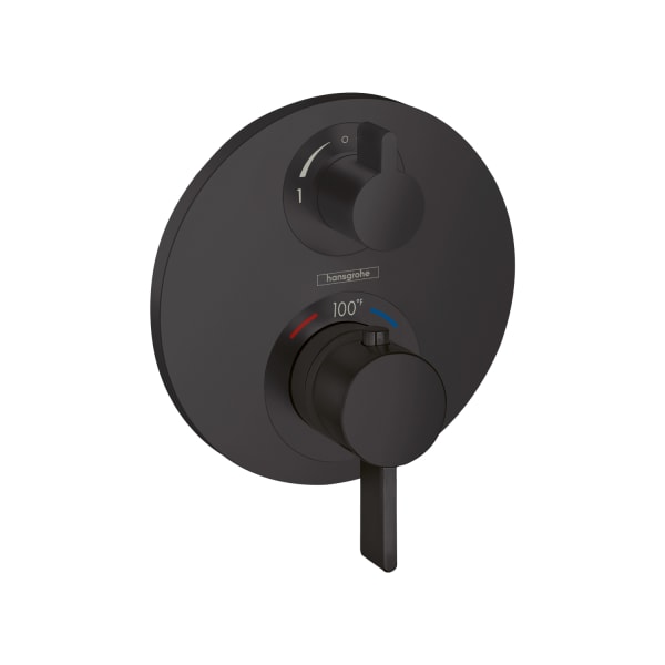 hansgrohe Ecostat S Thermostatic Trim with Volume Control and Diverter in Matte Black