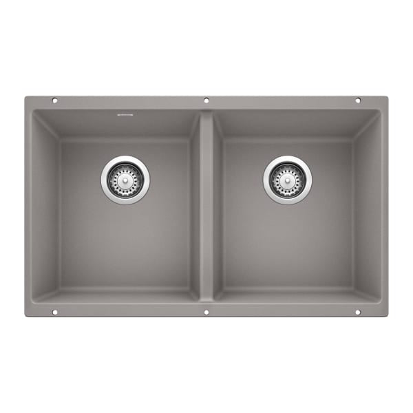 Precis Equal Double Bowl Kitchen Sink - Metallic Gray