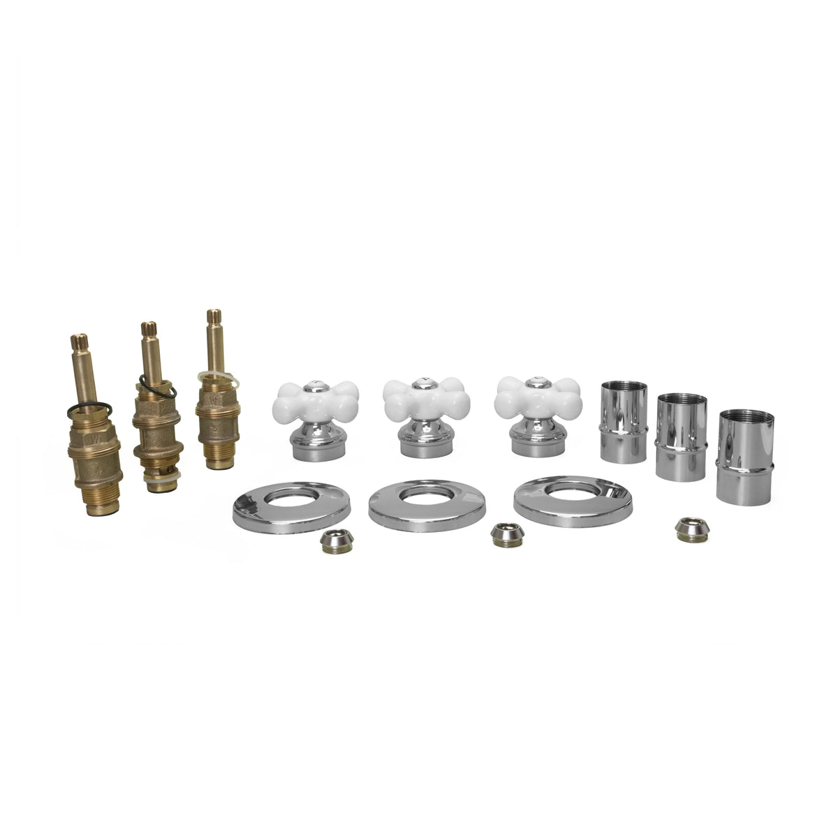 Pfister Faucets S103300 3-Handle Tub & Shower Faucet with Porcelain Cross Handles in Polished Chrome & White Porcelain