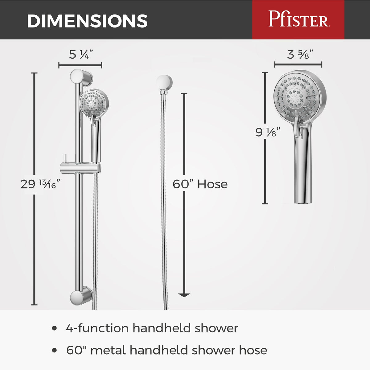 Pfister Faucets LG16-500C Slide Bar Kit in Polished Chrome
