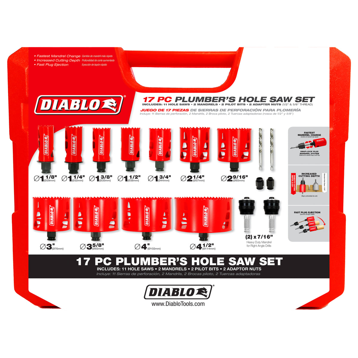 Diablo 17 pc Bi-Metal Hole Saw Set for Plumbers