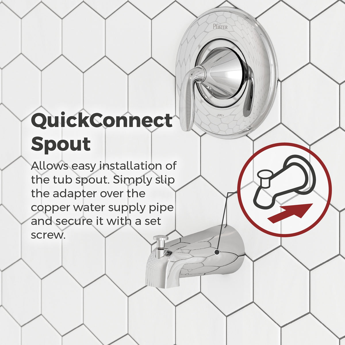 Pfister Faucets J15-020C Tub Spout with Diverter in Polished Chrome (Pack of 12)