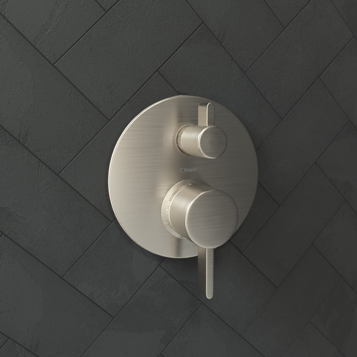 hansgrohe Ecostat Pressure Balance Trim S with Diverter in Brushed Nickel