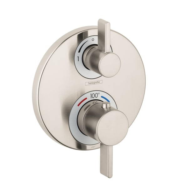hansgrohe Ecostat S Thermostatic Trim with Volume Control and Diverter in Brushed Nickel