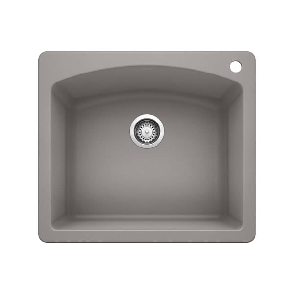 Diamond Single Bowl Dual Mount Kitchen Sink - Metallic Gray