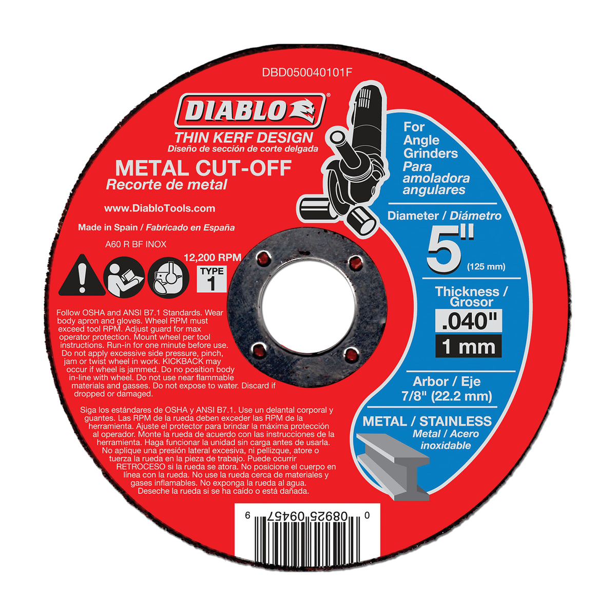 Diablo DBD050040101F 5" Metal Cut-Off Disc