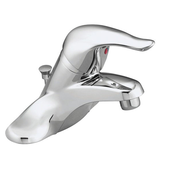 Moen Chateau 4 in. Centerset Single Handle Low-Arc Bathroom Faucet with Metal/Plastic Drain Assembly in Chrome (1/2" IPS)