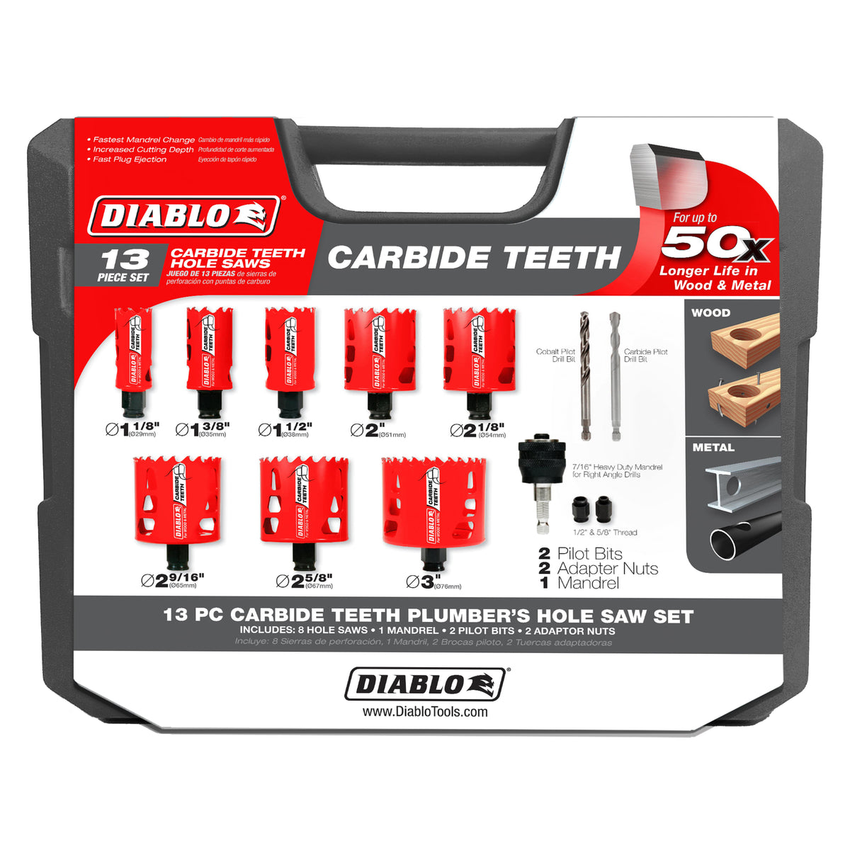Diablo 13 pc Carbide Teeth Hole Saw Set for Plumbers