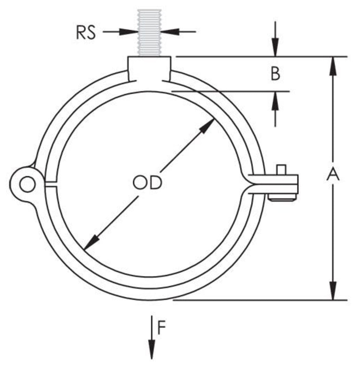 nVent Caddy 455 Malleable Split Ring Hanger, EG, 1 1/2" Pipe, 1.9" (48.3 mm) OD, 3/8" Rod