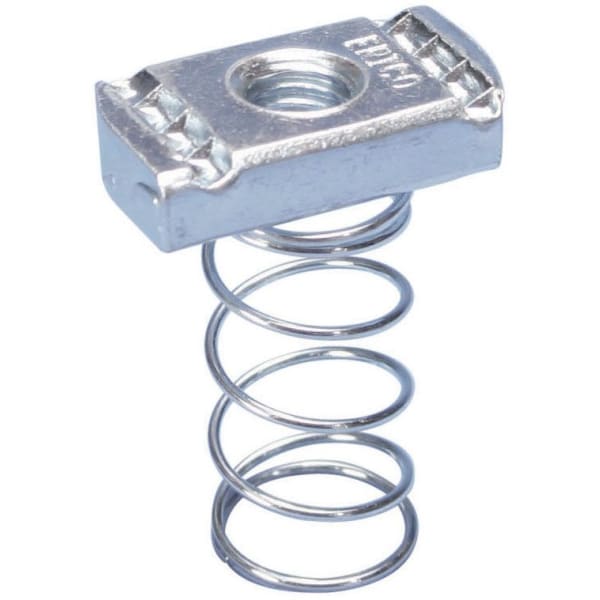 Strut Nut with Spring, Channel Type A, Steel, EG, 1/4" Rod, 6.35 mm