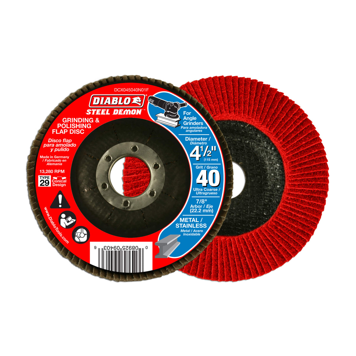 Diablo DCX045040N01F 4-1/2" Steel Demon™ Flap Disc 40 Grit - Type 29