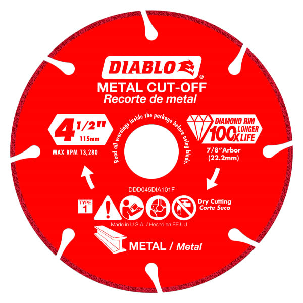 4-1/2" Diamond Metal Cut-Off Disc