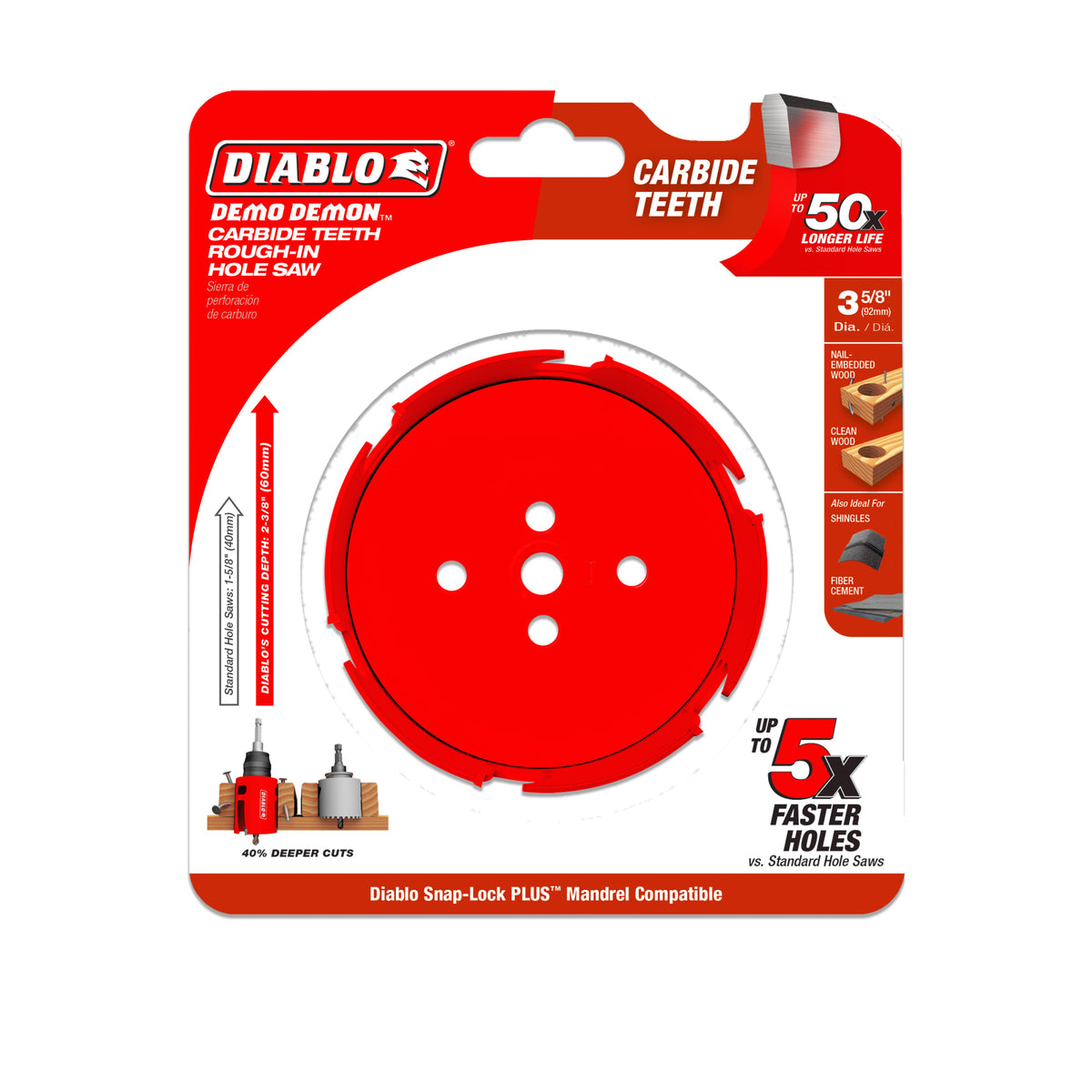 Diablo 3-5/8" Demo Demon® Carbide Teeth Rough-In Hole Saw