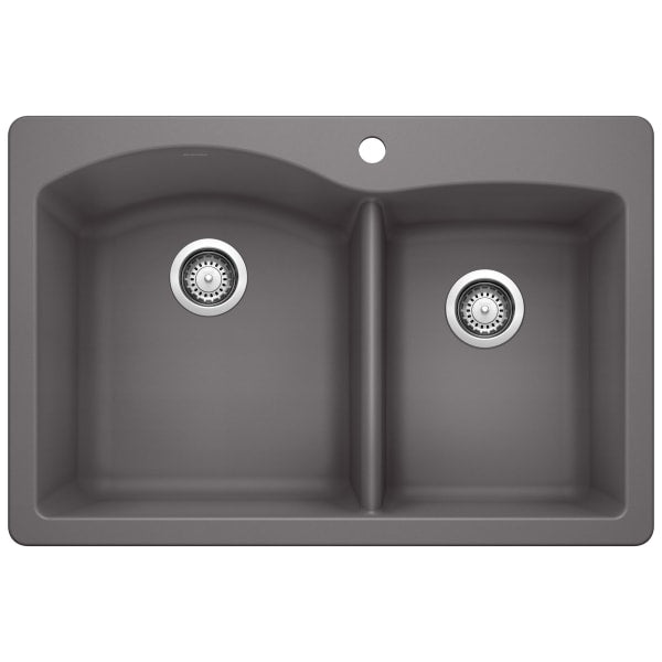 Diamond 1-3/4 Double Bowl Dual Mount Kitchen Sink - Cinder
