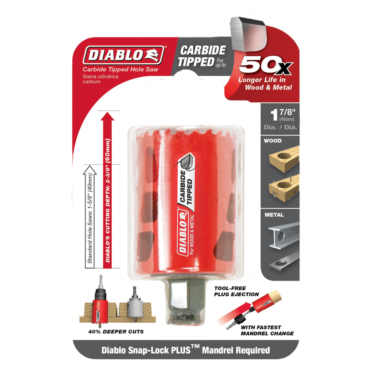Diablo 1-7/8" Carbide Teeth Hole Saw for Wood and Metal