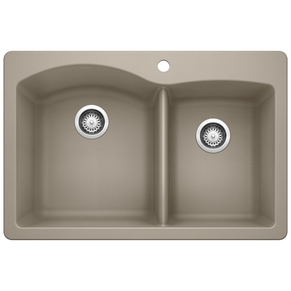 Diamond 1-3/4 Double Bowl Dual Mount Kitchen Sink - Truffle