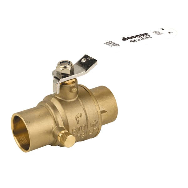 1" Sweat - Full Port, 2 Piece, Solder Connection, 600 WOG, Stainless Steel Ball and Stem with Drain