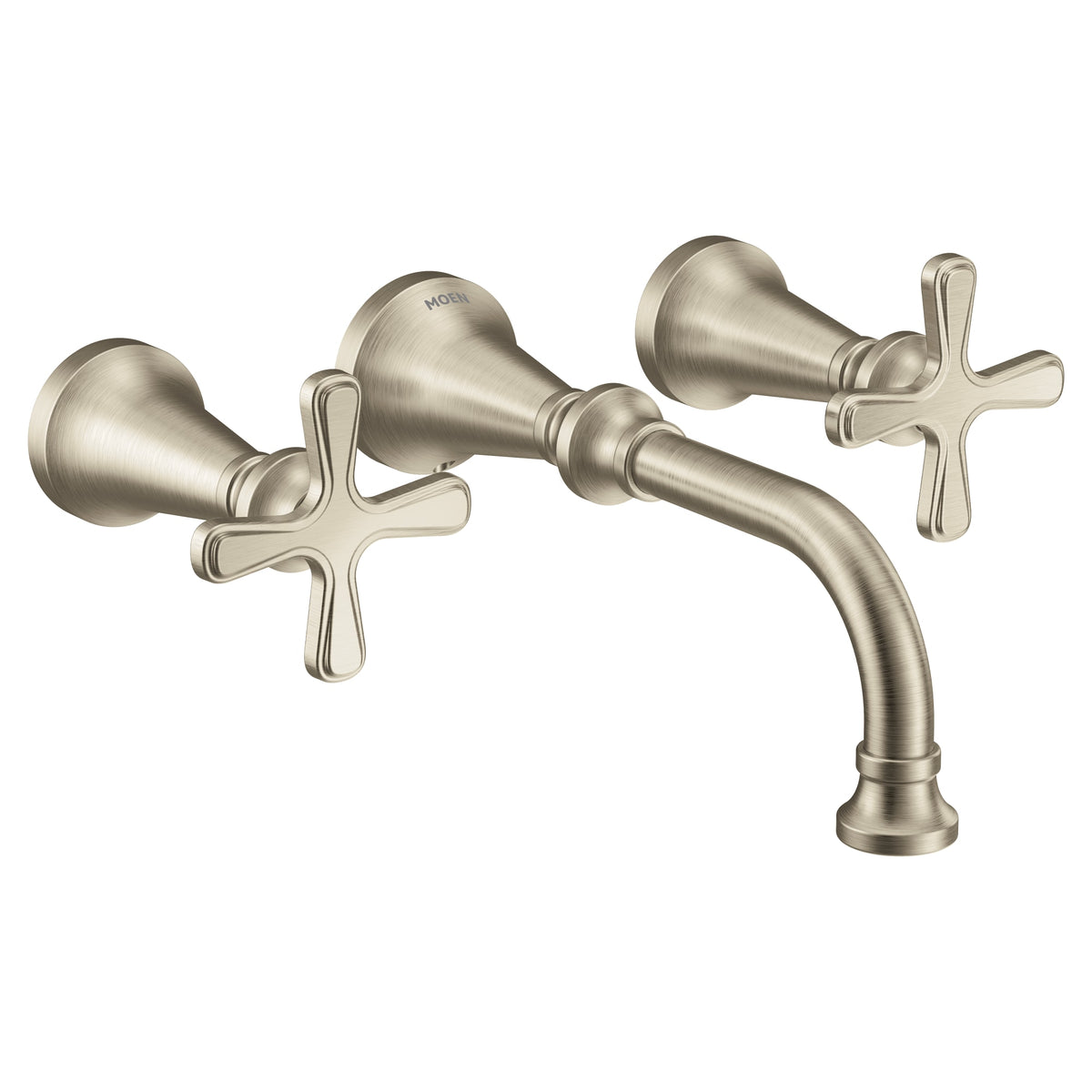 Moen TS44105BN Colinet Traditional Cross Handle Wall-Mount Bathroom Faucet Trim in Brushed Nickel (Valve Required)