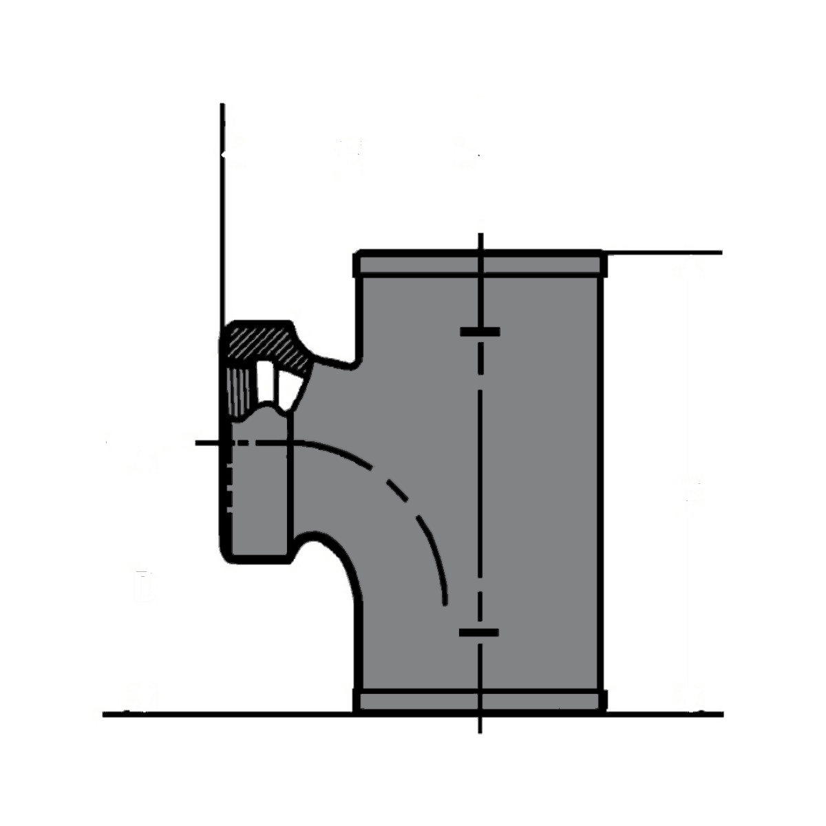 Tyler Pipe cast iron no-hub sanitary tapped tee