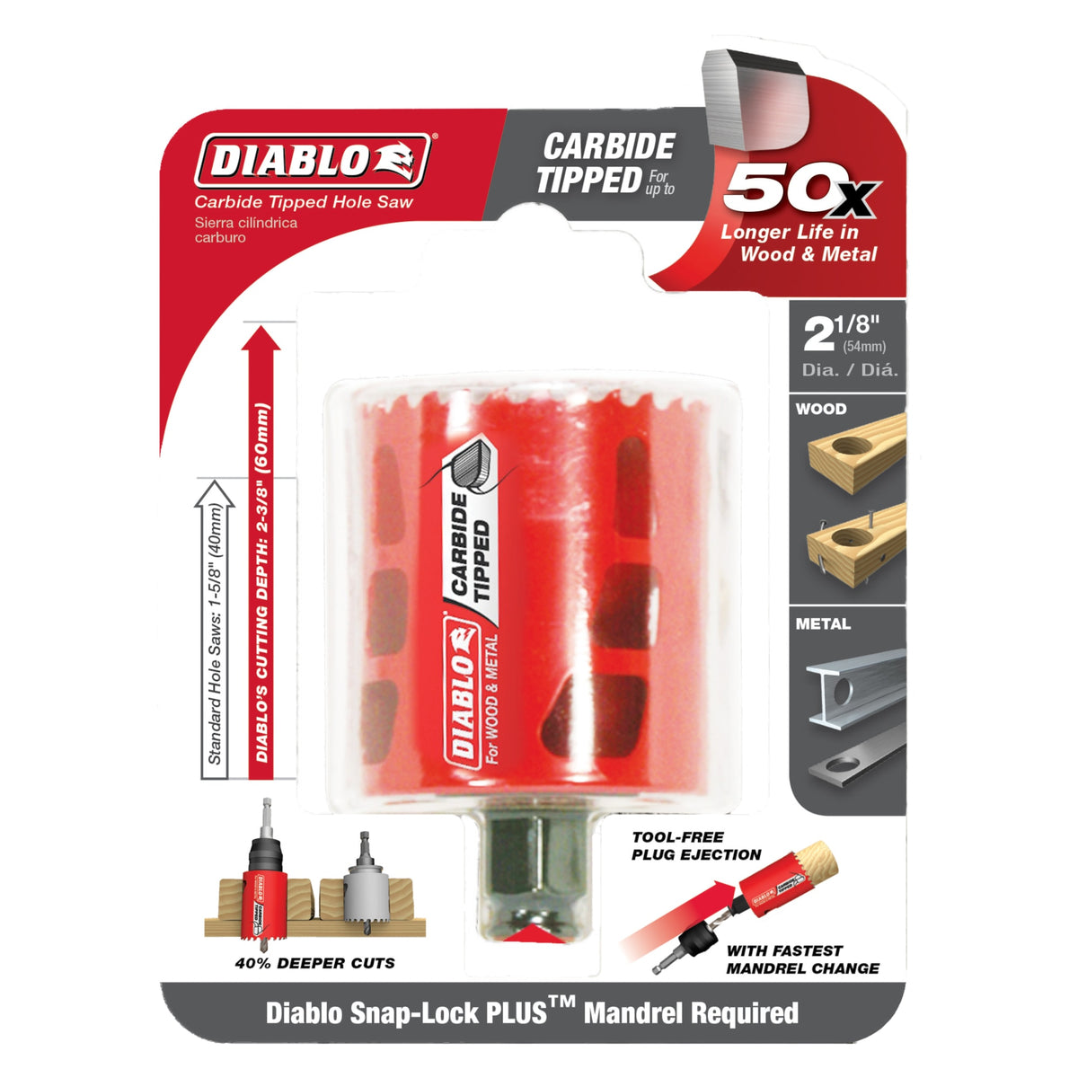 Diablo 2-1/8" Carbide Teeth Hole Saw for Wood and Metal