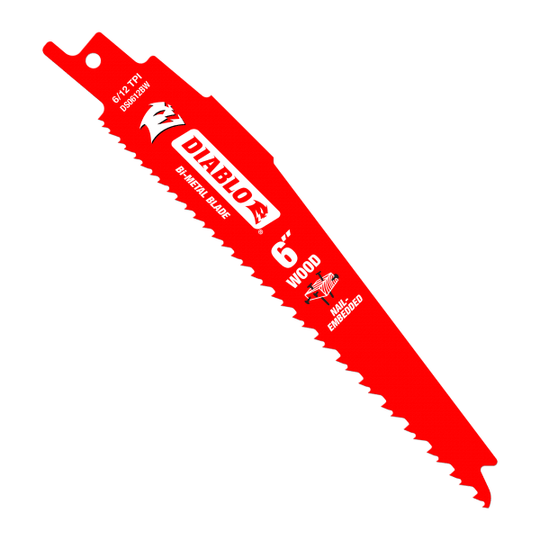 6" 6/12TPI Bi-Metal Reciprocating Saw Blades for Nail-Embedded Wood (25-Pack)
