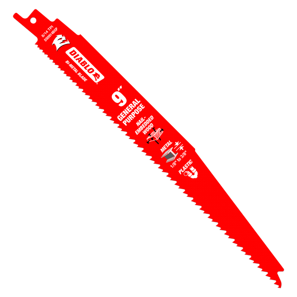 9" 8/14 TPI Bi-Metal Reciprocating Saw Blades for General Purpose Cuts (5-Pack)