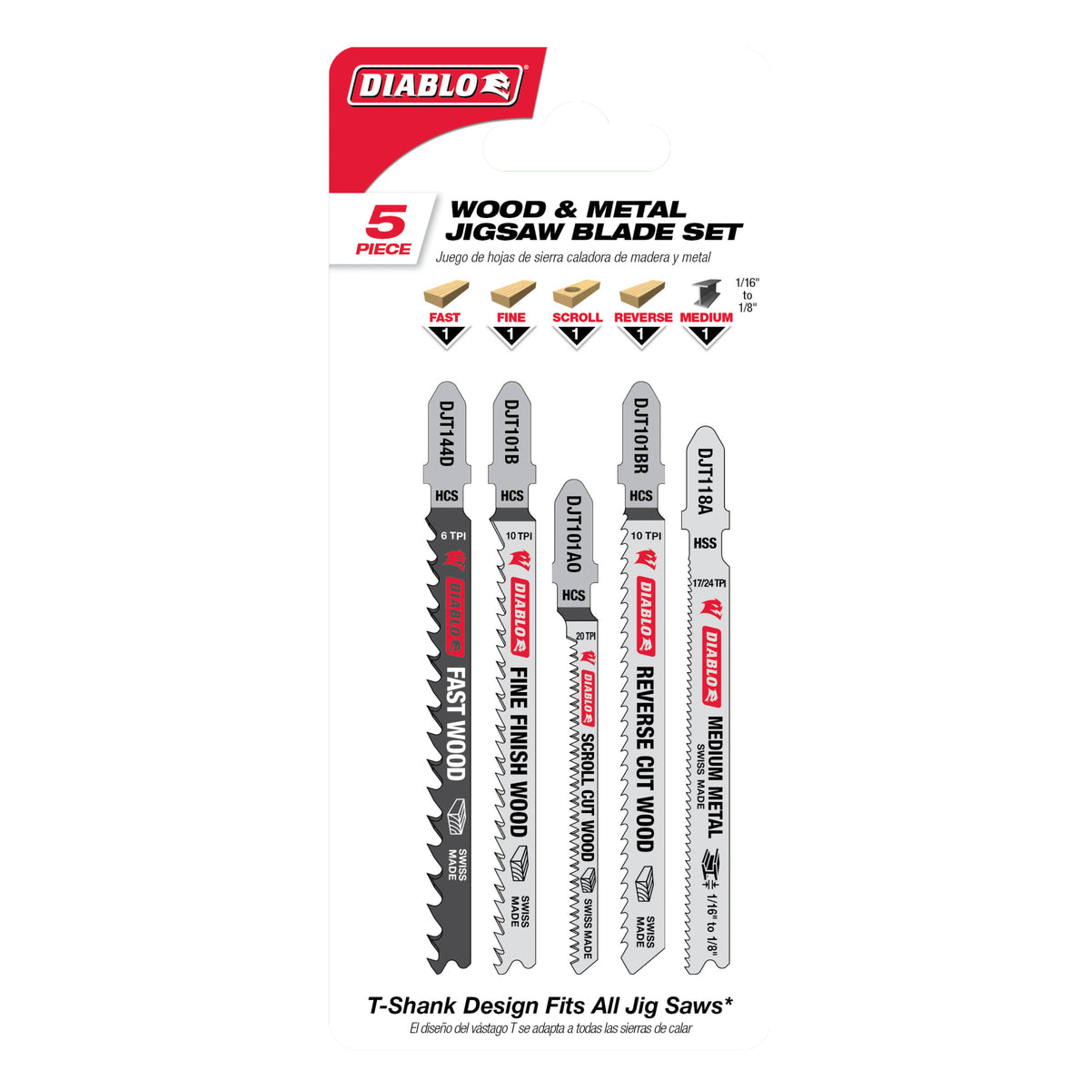 Diablo Jig Saw Blade Set for Wood & Metal (5-Piece)