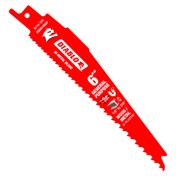 6" 8/14TPI Bi-Metal Reciprocating Saw Blades for General Purpose Cuts (5-Pack)