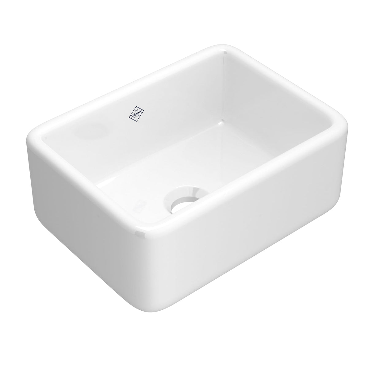 Shaws RC2418WH Lancaster™ 24" Single Bowl Farmhouse Apron Front Fireclay Kitchen Sink in White (WH)