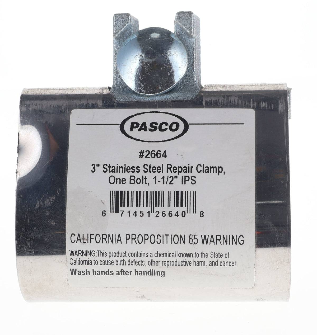 Pasco 1-1/2"x3" Repair Clamp, 1-Bolt