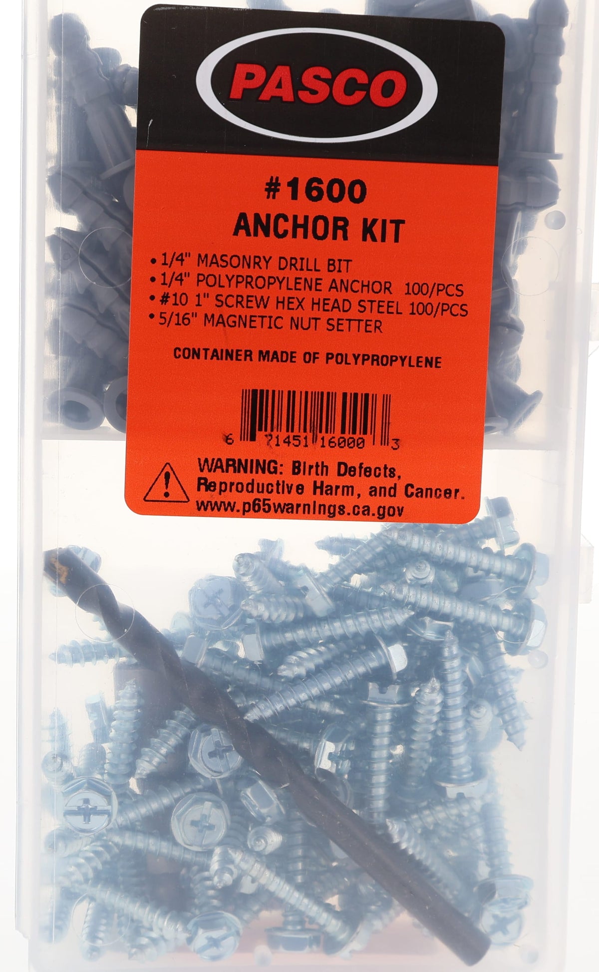 Pasco 1/4" Collar Anchor Kit w/Drill Bit