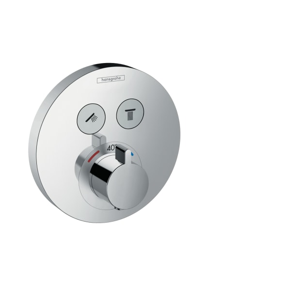 hansgrohe ShowerSelect S Thermostatic Trim for 2 Functions, Round in Chrome