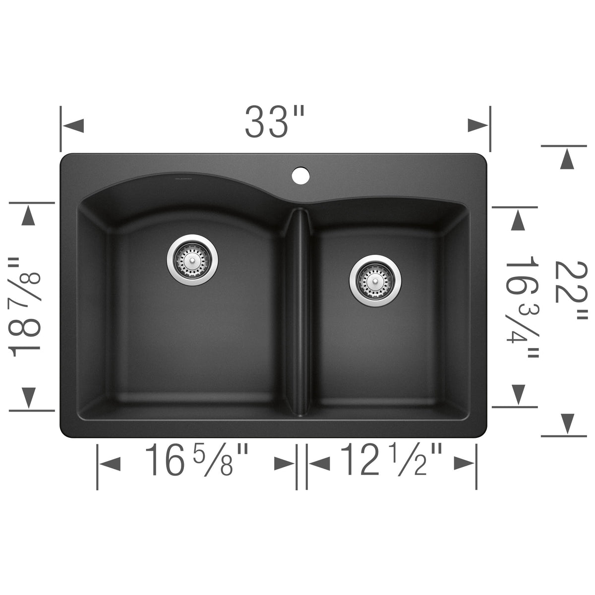 Blanco Diamond 1-3/4 Double Bowl Dual Mount Kitchen Sink - Anthracite